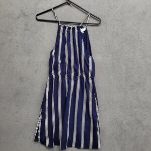 Olive+Oak Navy Blue White Stripe Sleeveless Halter Top‎ Mini Dress Size XS